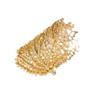 Golden Coral leaf bracelet stunning piece 3.5 inches long. Petite opening 1 inch